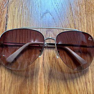 Betsey Johnson Gold and Cream Aviator Sunglasses with Brown Lenses Style BJ23568
